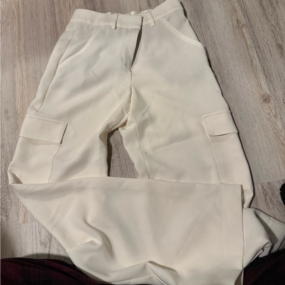 Cream Cargo Trousers